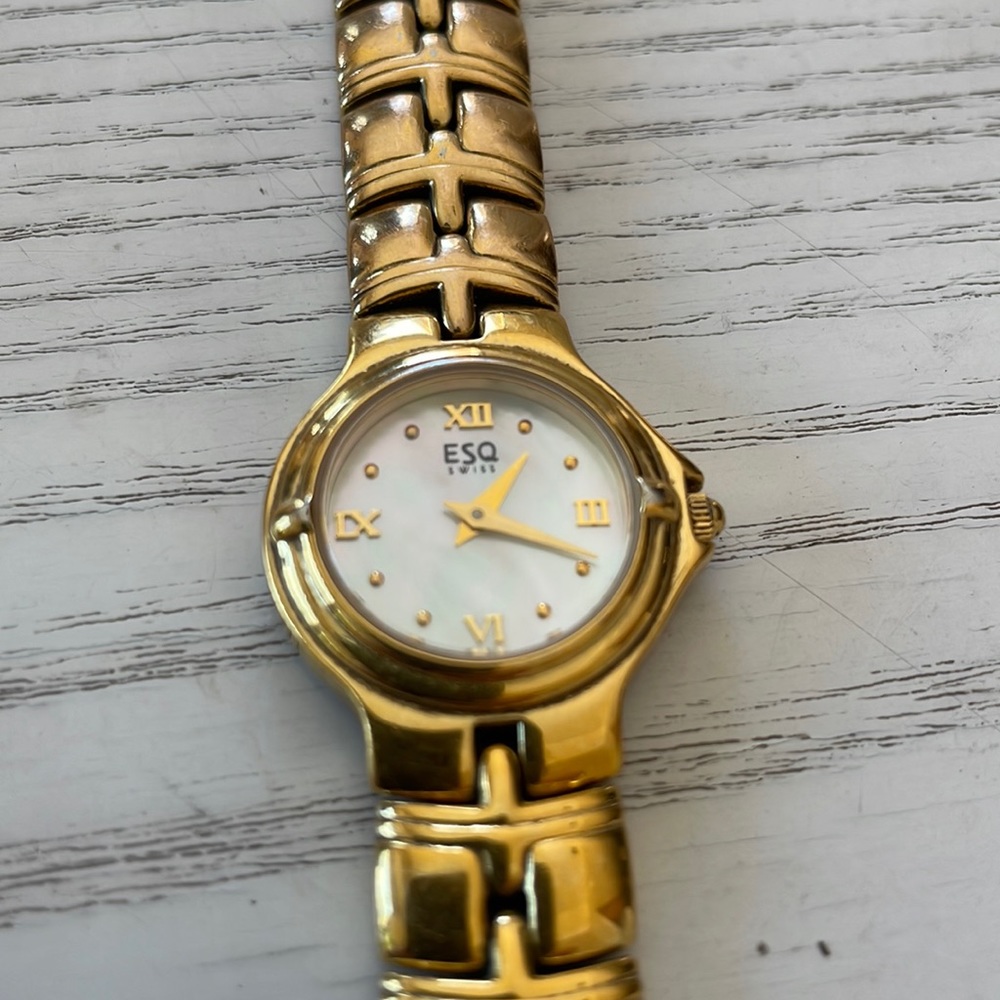 ESQ Movado ladies watch, gold tone, Swiss made, EUC